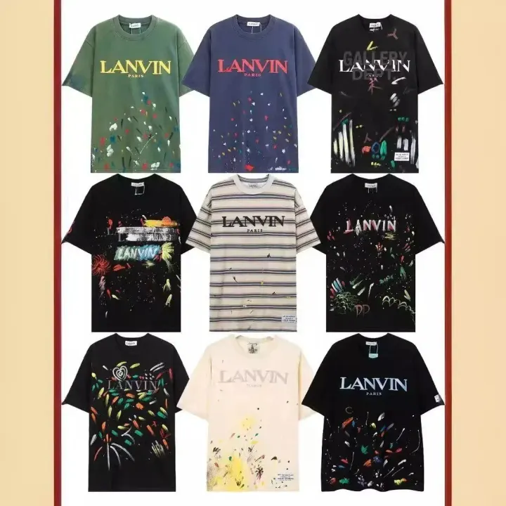 Lanvin Graphic Tee in Black Paint-Splatter Print