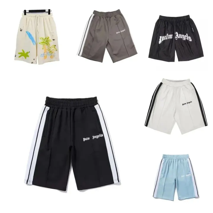 Palm Angels Casual Shorts with Side Stripes and Graphic Prints