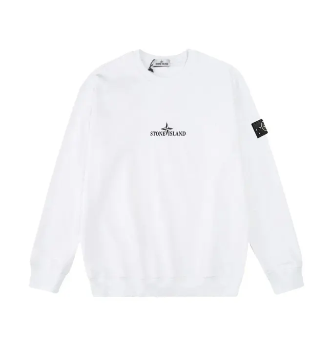 Stone Island White Logo Crewneck Sweatshirt