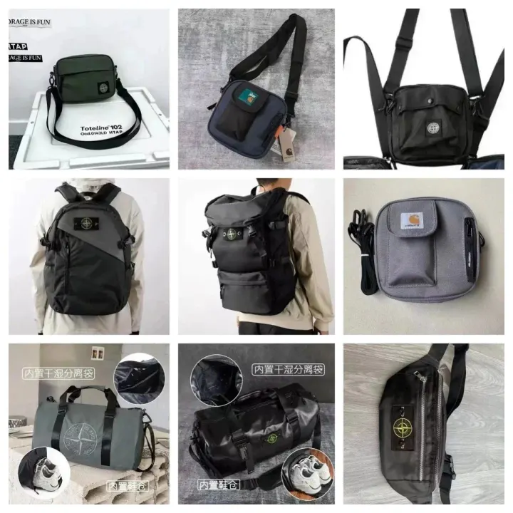 Stone Island crossbodytas in zwart en olijfgroen
