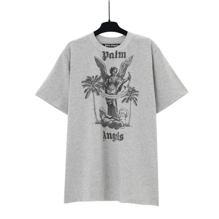 Palm Angels Grey Graphic Print Short Sleeve T-Shirt