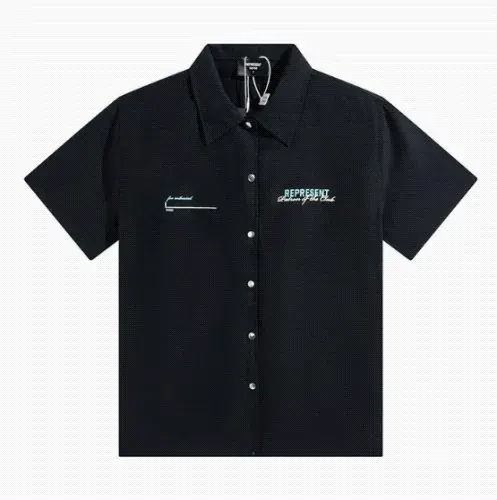 Represent Black Short-Sleeve Button-Up Shirt