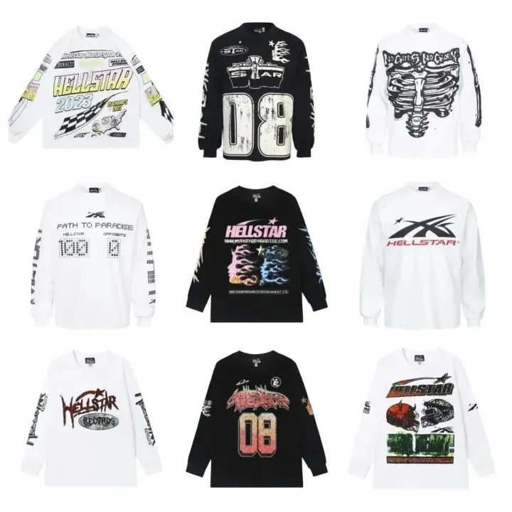 Hellstar Graphic Crewneck Sweatshirt in Black and White