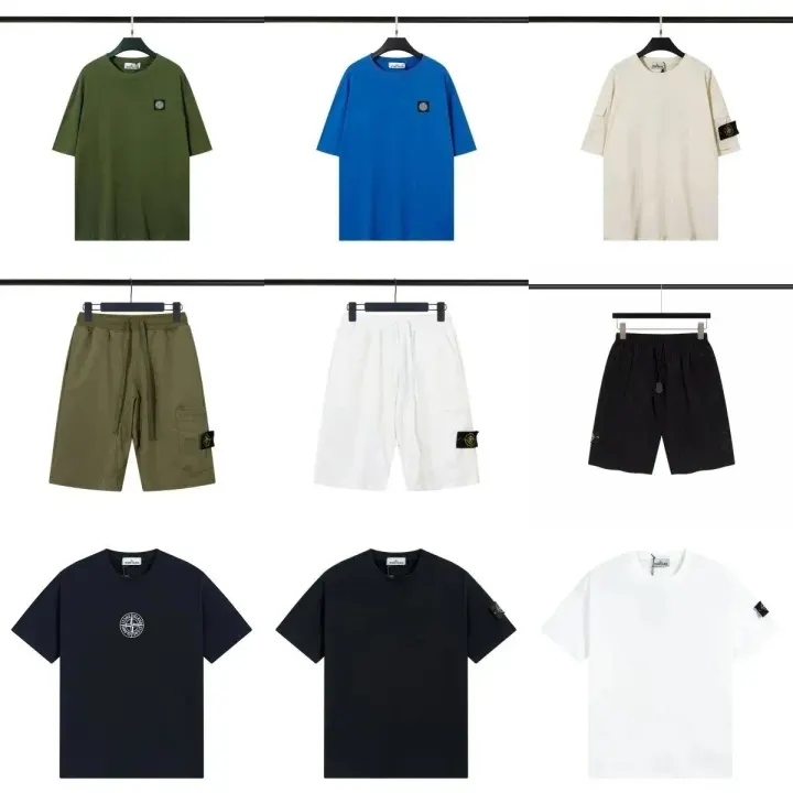 Stone Island Loose Casual T-Shirt and Shorts Set, Multi-Color