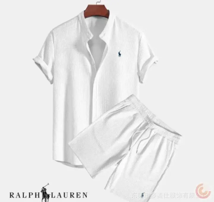 Ralph Lauren White Ribbed Short-Sleeve Shirt