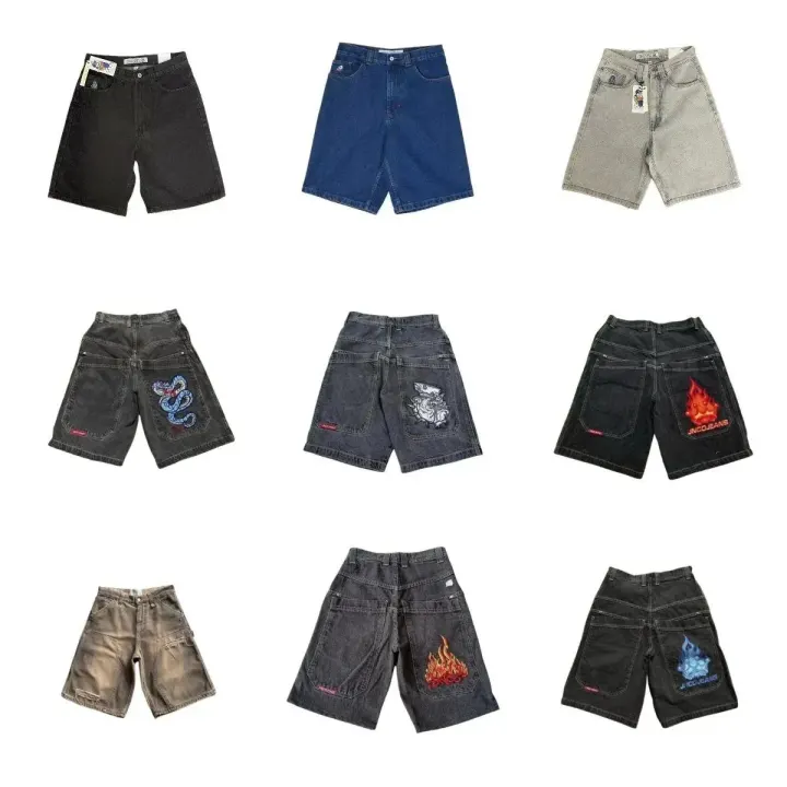 JNCO Denim Shorts Collection in Black, Blue, Grey, and Graphic Washes