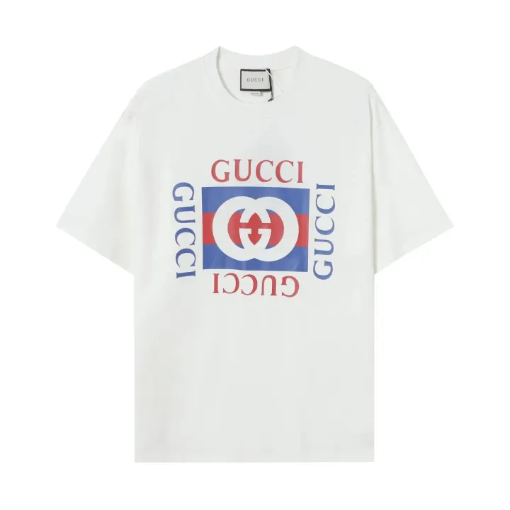 Gucci White Graphic Relaxed-Fit Cotton T-Shirt