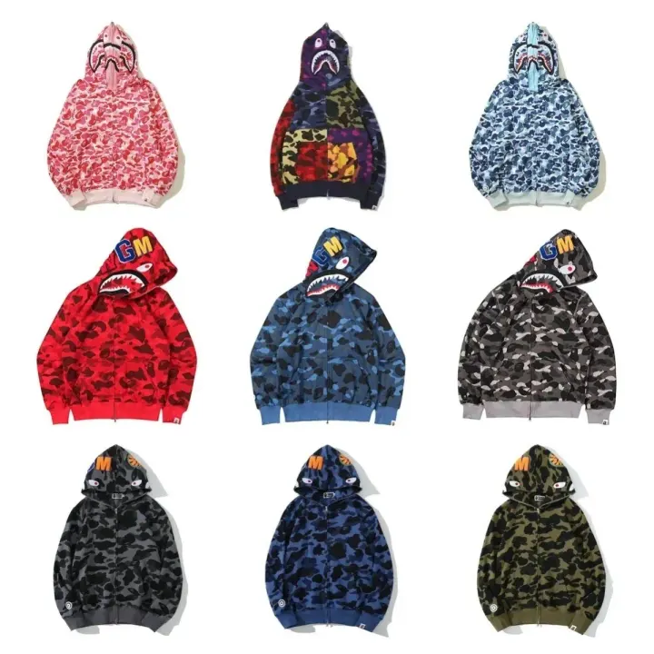 Sudadera con capucha y cremallera completa BAPE Shark Camo