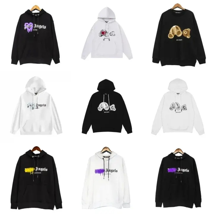 Palm Angels Graphic Print Hoodie in Black and White