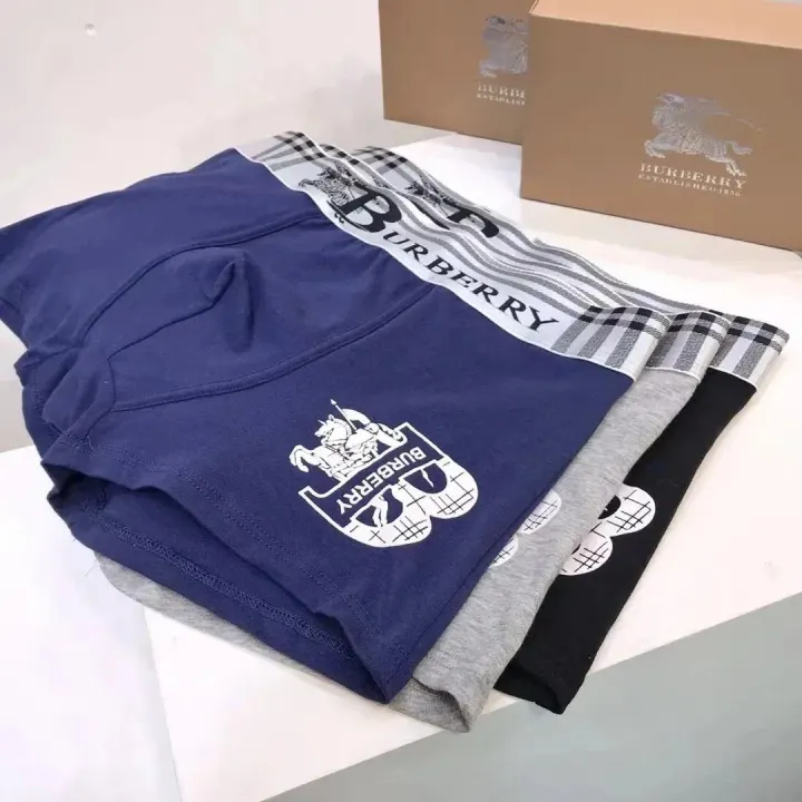 Burberry Navy, Gray & Black Boxer Briefs Three-Pack