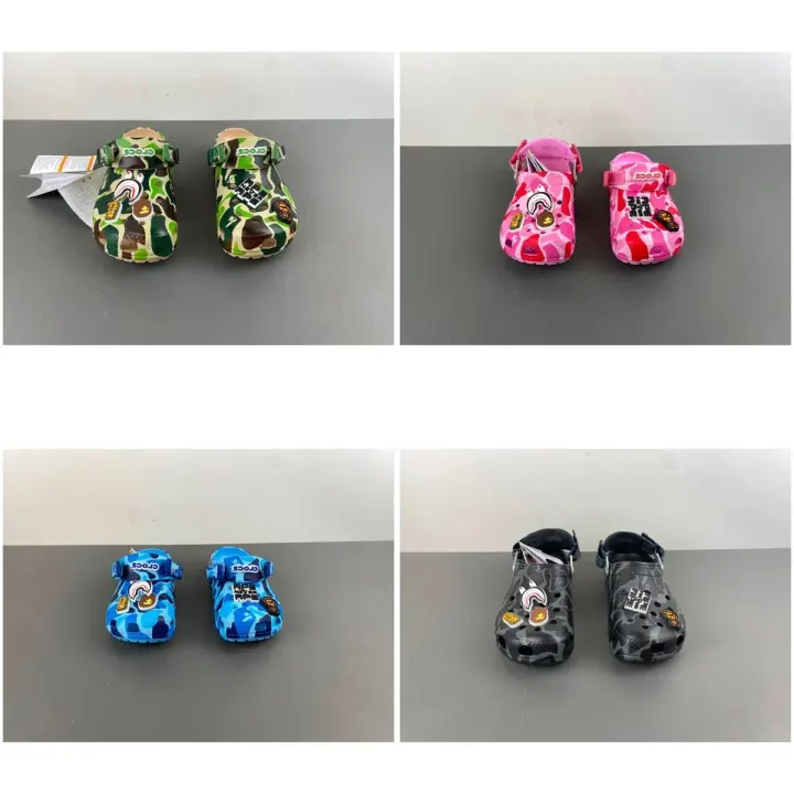 Crocs Graphic Clog Sneakers in Camo, Pink, Blue and Black