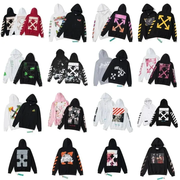 Off-White Black Graphic Print Hooded Sweatshirt