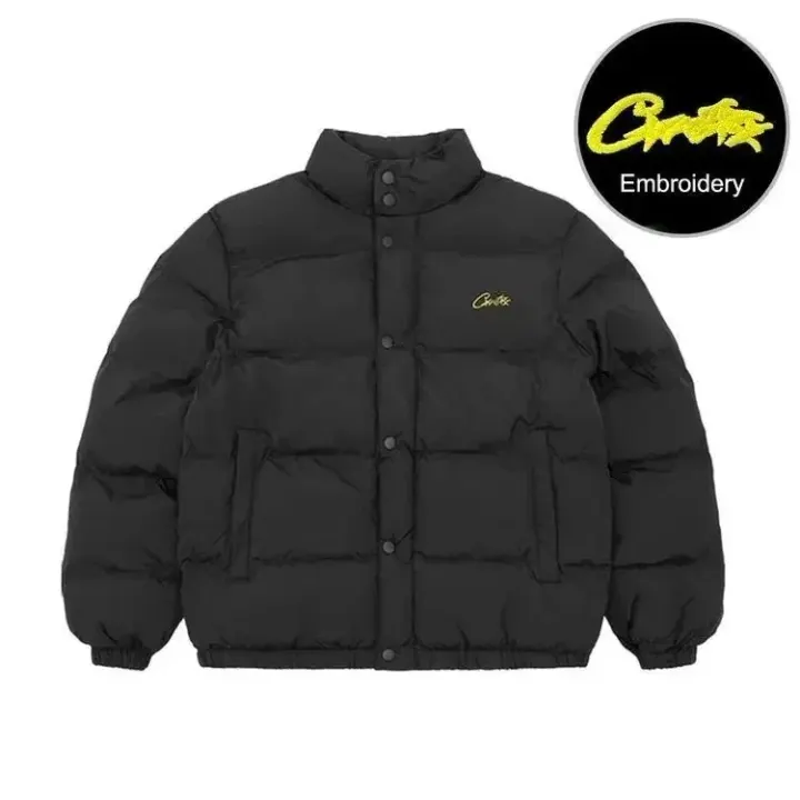Chaqueta acolchada negra Corteiz bordada