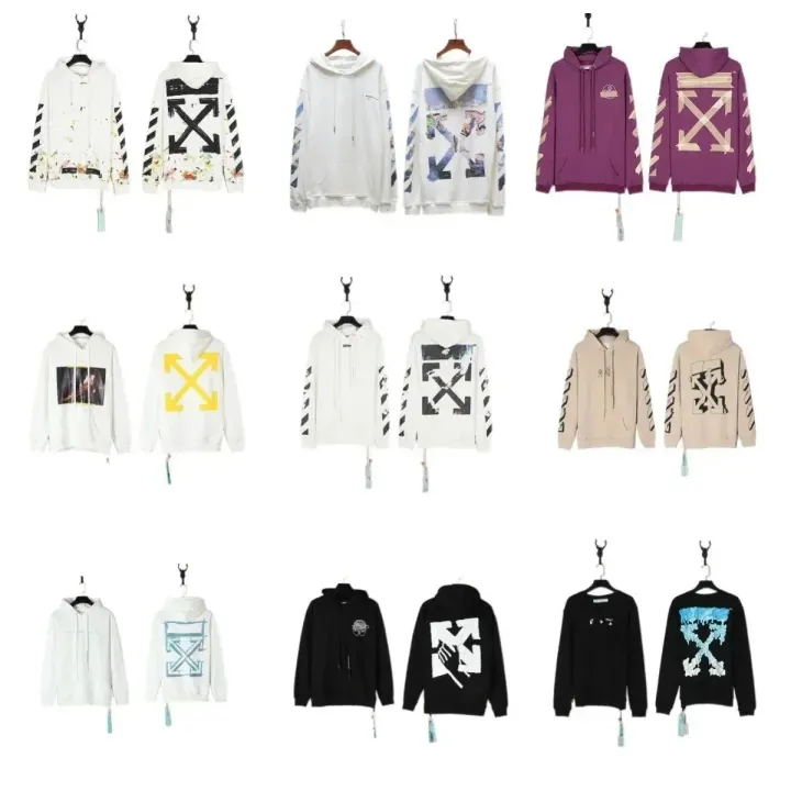 Off-White Graphic Print Hooded Sweatshirt in White, Black & Purple