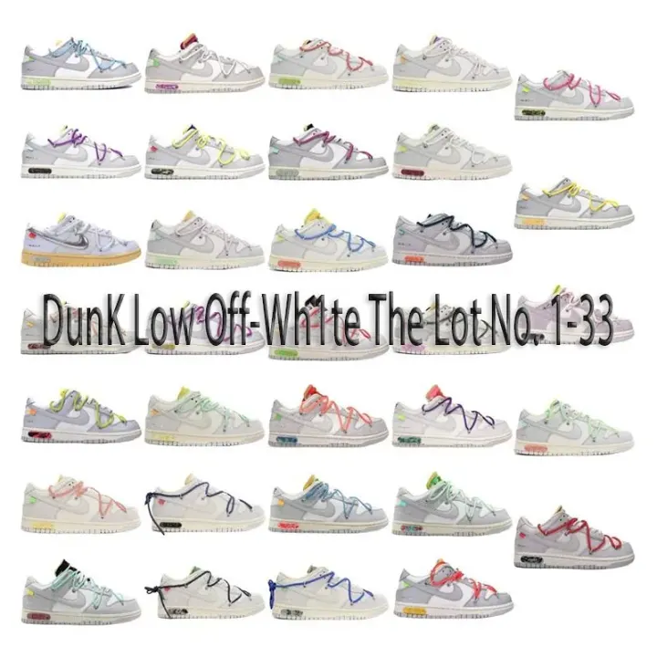 Nike Dunk Low Off-White Style Sneakers in White/Grey