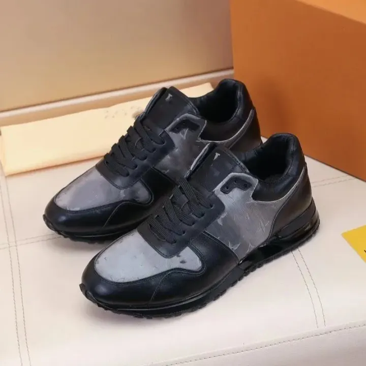 Louis Vuitton Black and Grey Monogram Pattern Sneakers