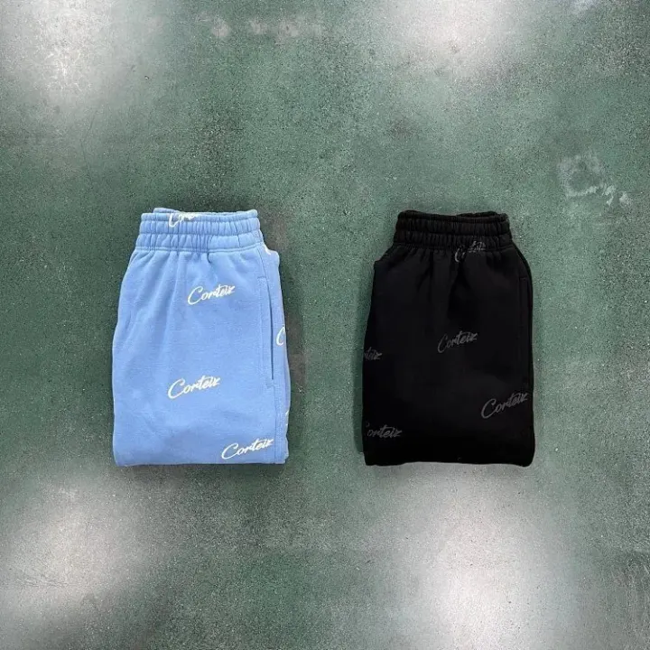 Corteiz Jogginghose mit Logo-Print in Blau und Schwarz