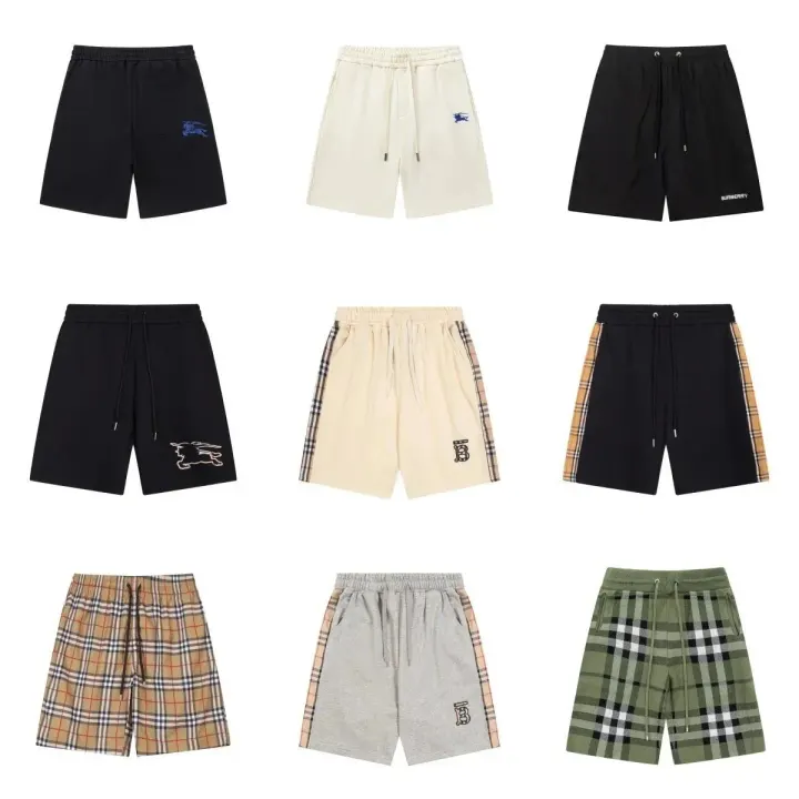 Burberry Casual Shorts with Logo and Plaid Trim