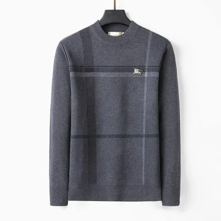 Burberry Charcoal Plaid Crewneck Sweater