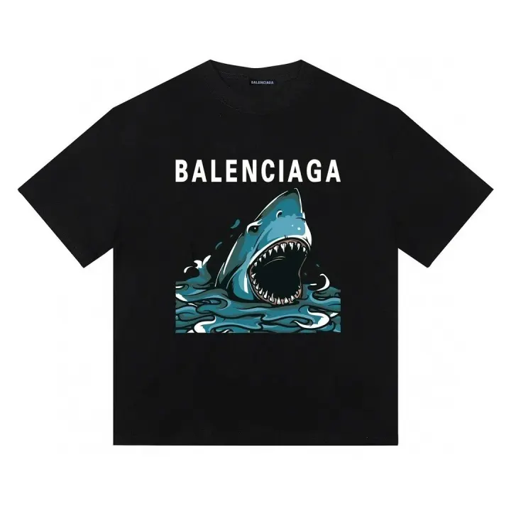 Balenciaga Black Shark Graphic Relaxed-Fit T-Shirt