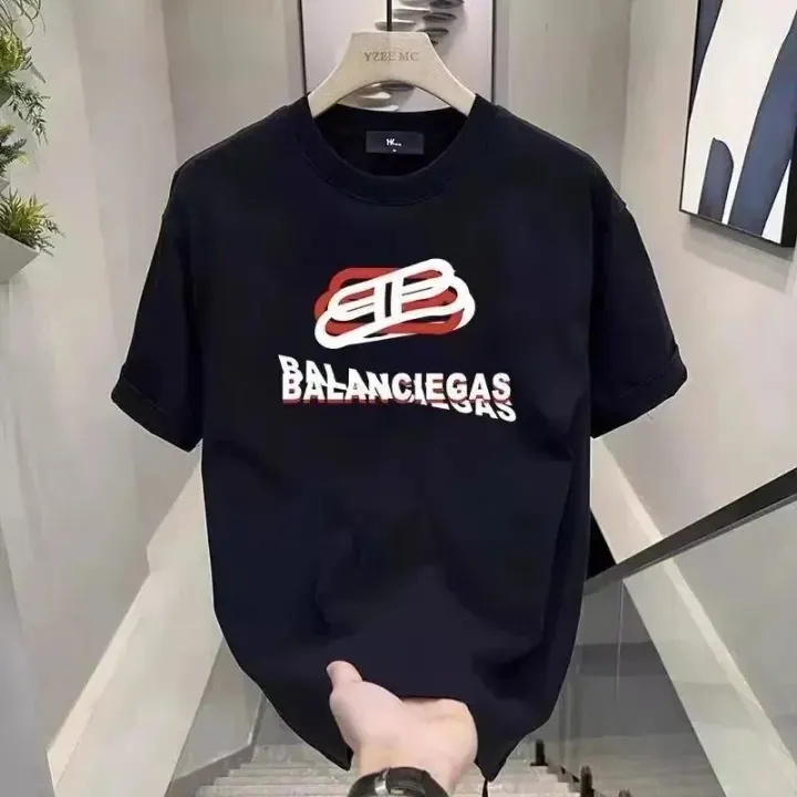 Balenciaga BB Logo Graphic T-Shirt in Black, White & Burgundy