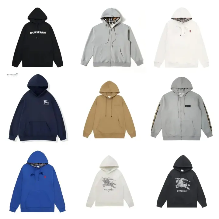 Burberry Hoodie Collection in Black, Grey, White and Blue
