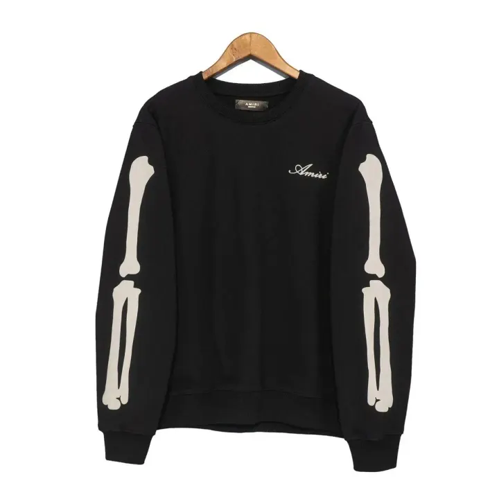 AMIRI Black Skeleton Print Crewneck Sweatshirt
