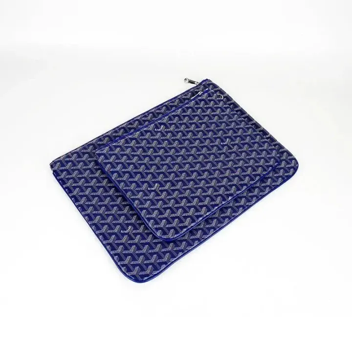 Goyard Blue Chevron Zip Clutch