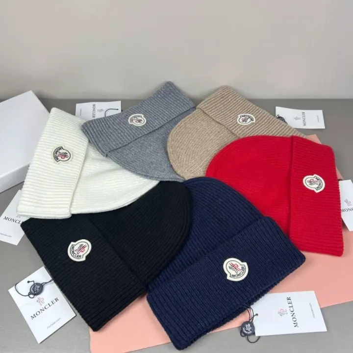 Moncler Ribbed Knit Beanie Hat, Multiple Colors