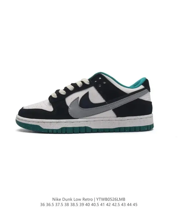 Nike Dunk Low Retro Sneakers in Black, White & Teal