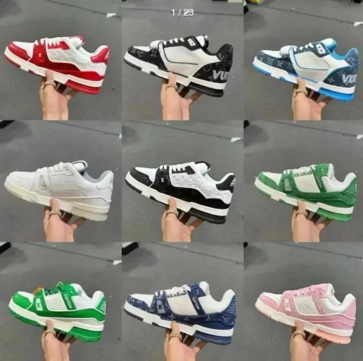 Louis Vuitton Rode lage sneakers met monogram