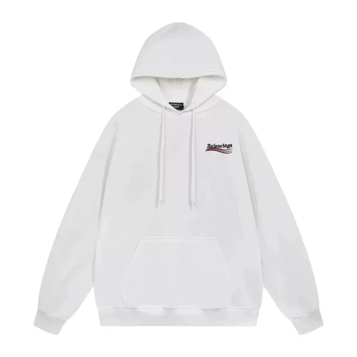 Balenciaga White Logo Pullover Hoodie Sweatshirt