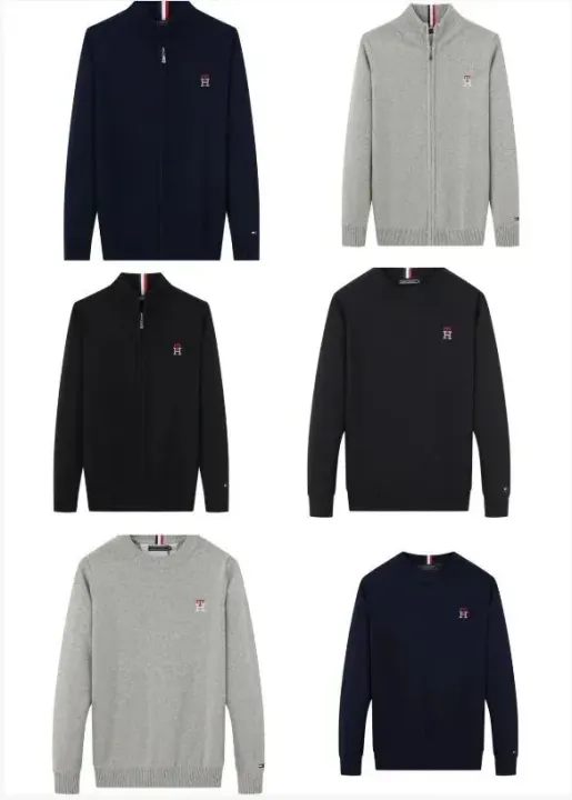 Tommy Hilfiger Knit Sweater in Navy, Black, and Grey