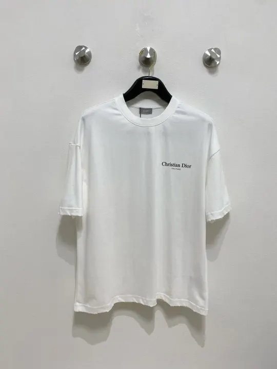 Camiseta de cuello redondo blanca con logo de Dior