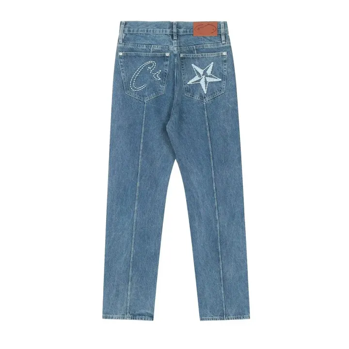 Corteiz blaue Denim-Shorts mit Grafik