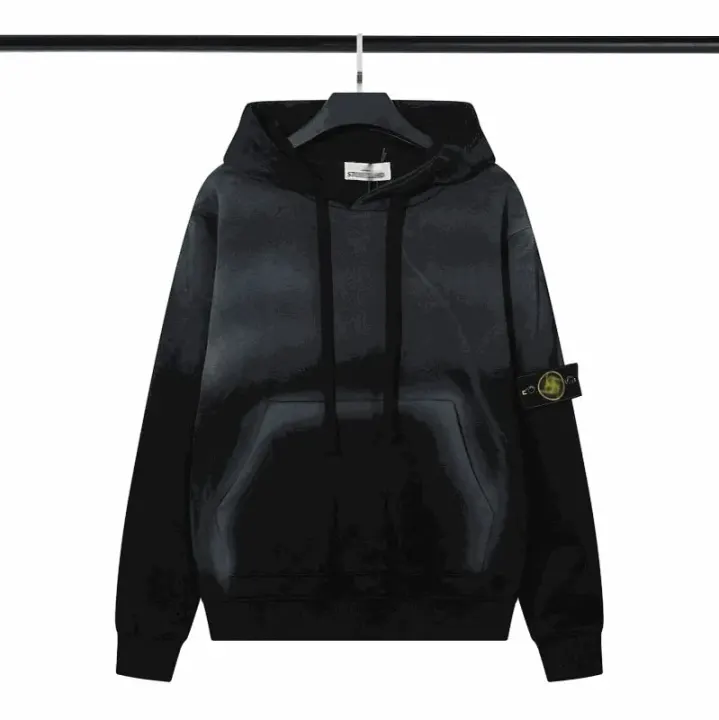 Stone Island Black Pullover Hoodie with Sleeve Patch