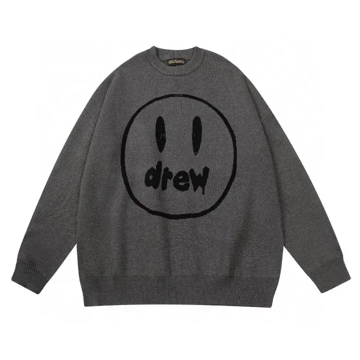 Drew House Grey Smiley Face Knit Sweater