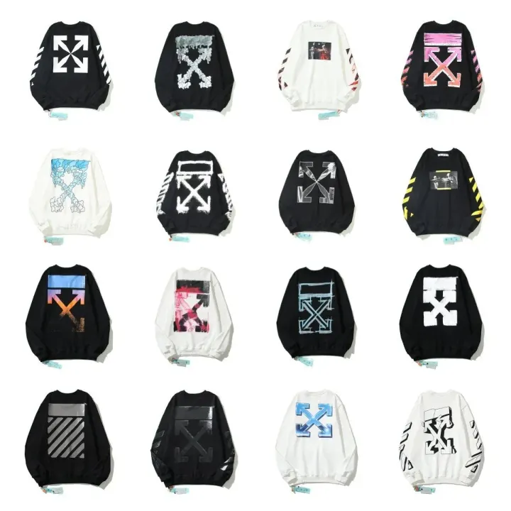 Off-White Graphic Print Crewneck Sweatshirt - Black and White