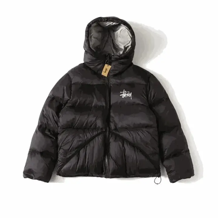 Stüssy Black Hooded Puffer Jacket