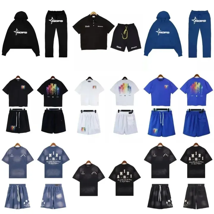 Rhude Graphic Matching Set in Black, White & Blue