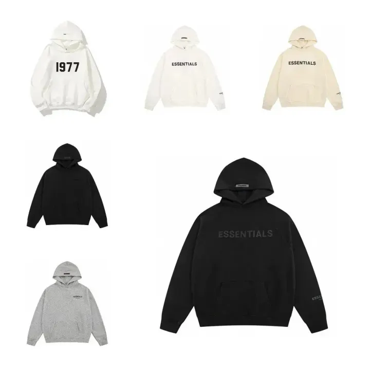 Essentials Logo Pullover Hoodie in Black and Neutral Tones