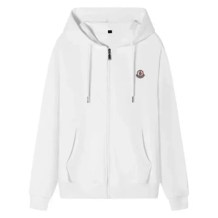Moncler White Zip-Up Hoodie