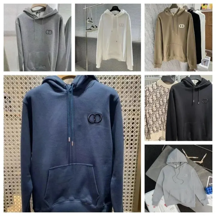 Bluza z kapturem Dior CD Logo o luźnym kroju w kolorze szarym