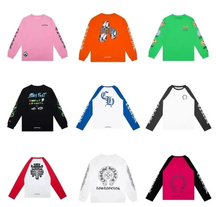 Sudadera Chrome Hearts de cuello redondo y manga larga con gráfico multicolor