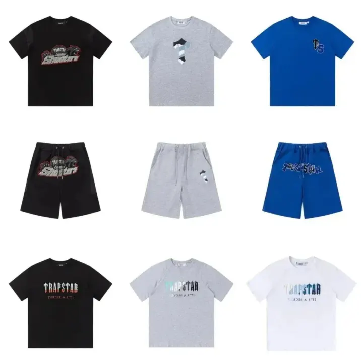Trapstar Graphic T-Shirt and Shorts Matching Set in Black, Grey, Blue