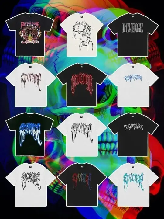 Revenge Graphic Print T-Shirt Collection in Black and White