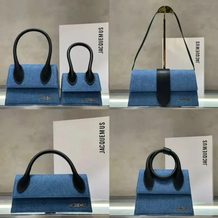 Jacquemus Denim Bag with Black Top Handle