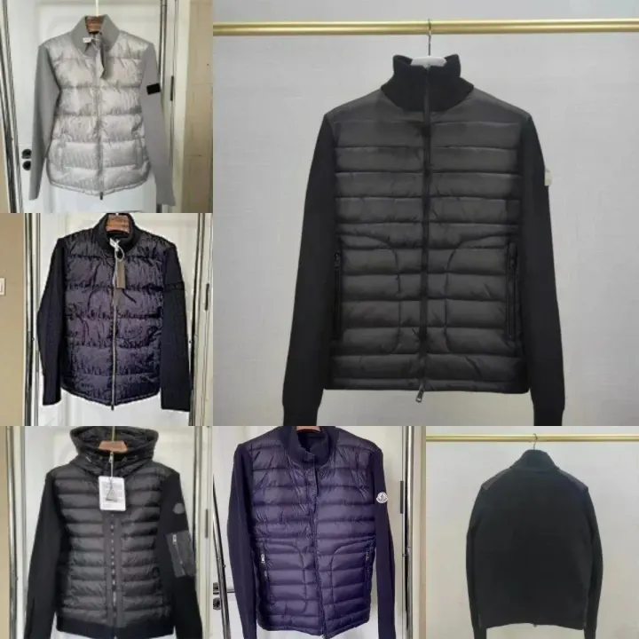Moncler Black Hybrid Puffer Jacket with Knit Sleeves