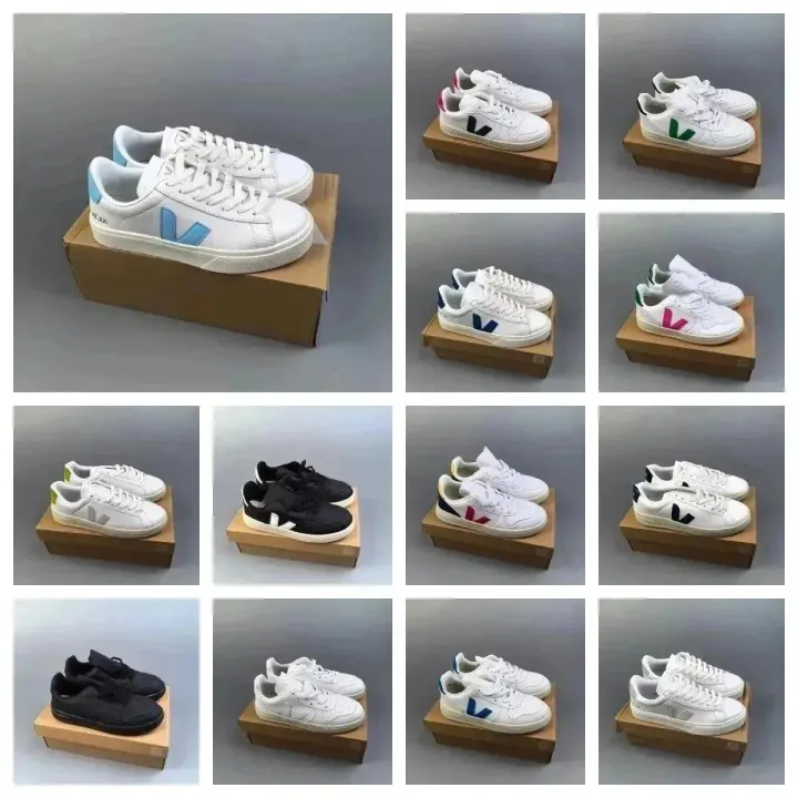 Veja White Low-Top Sneakers with Color V Logo