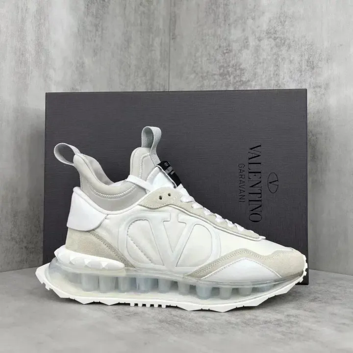 Valentino White High-Top Sneakers with Clear Sole
